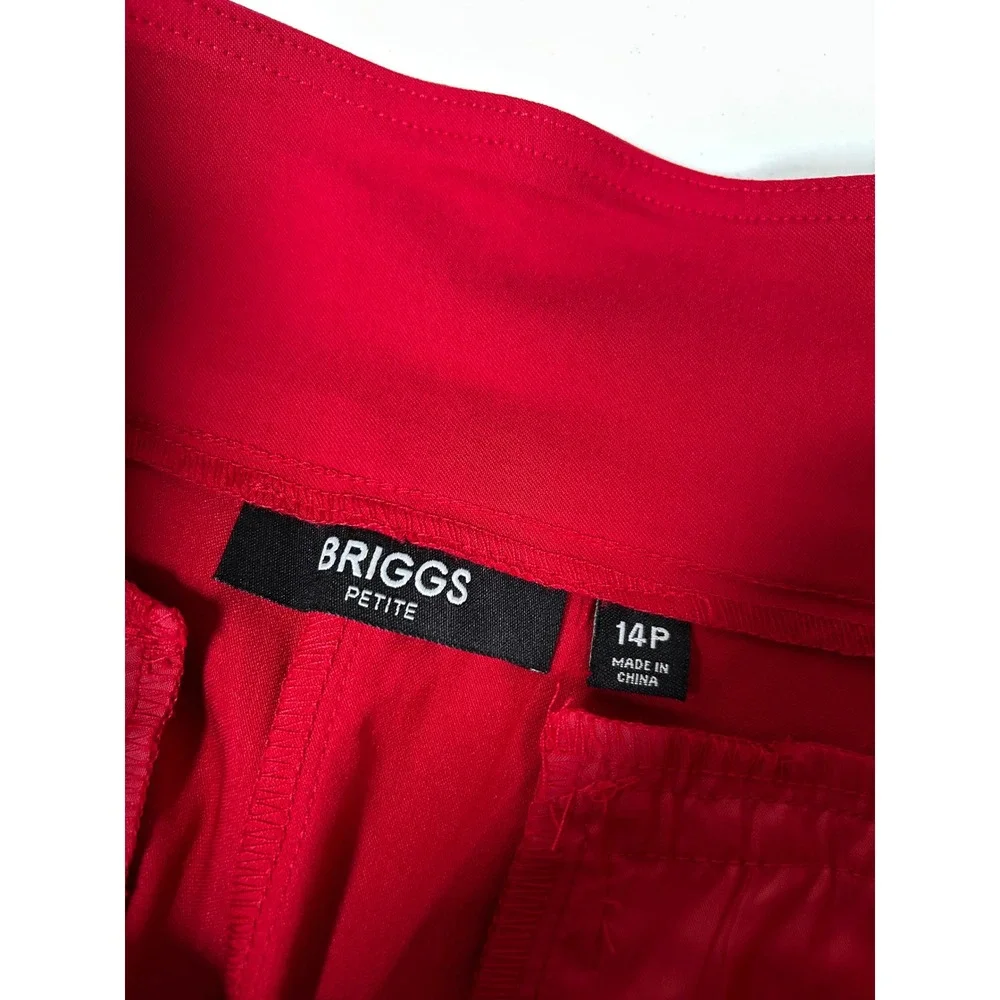 NEW Briggs Shorts Women 14P Red Amore Comfort Waistband Hidden Elastic Bermuda